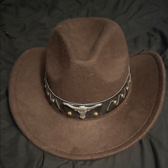 SHEIN Brown Western Hat with Bullhead Detail - Picture 5 of 6